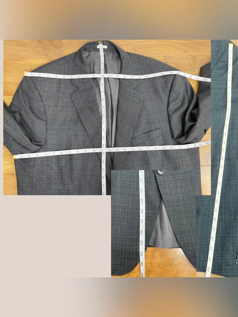Peter Millar Men’s Gray Wool Blazer Sport Coat 2 Button Jacket Sz 48T Windowpane